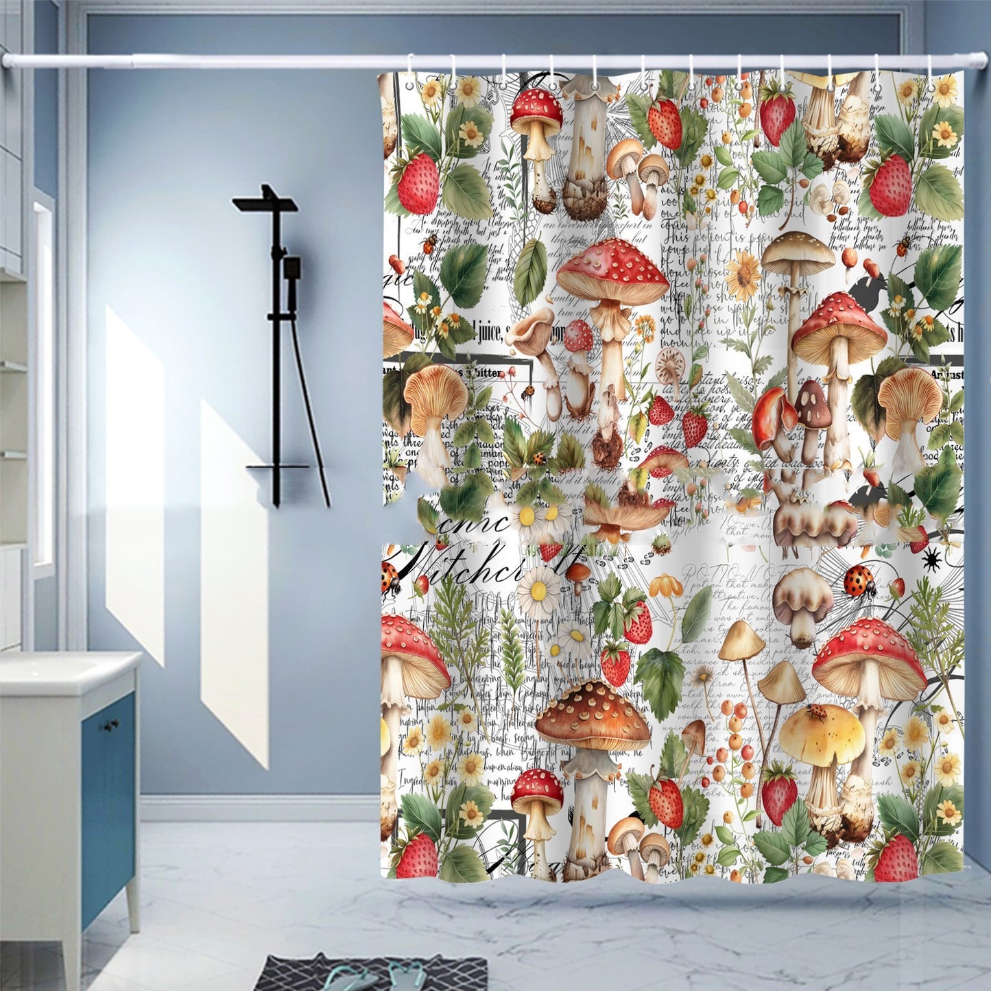 Waterproof Shower Curtain Digital Printing Punch-free