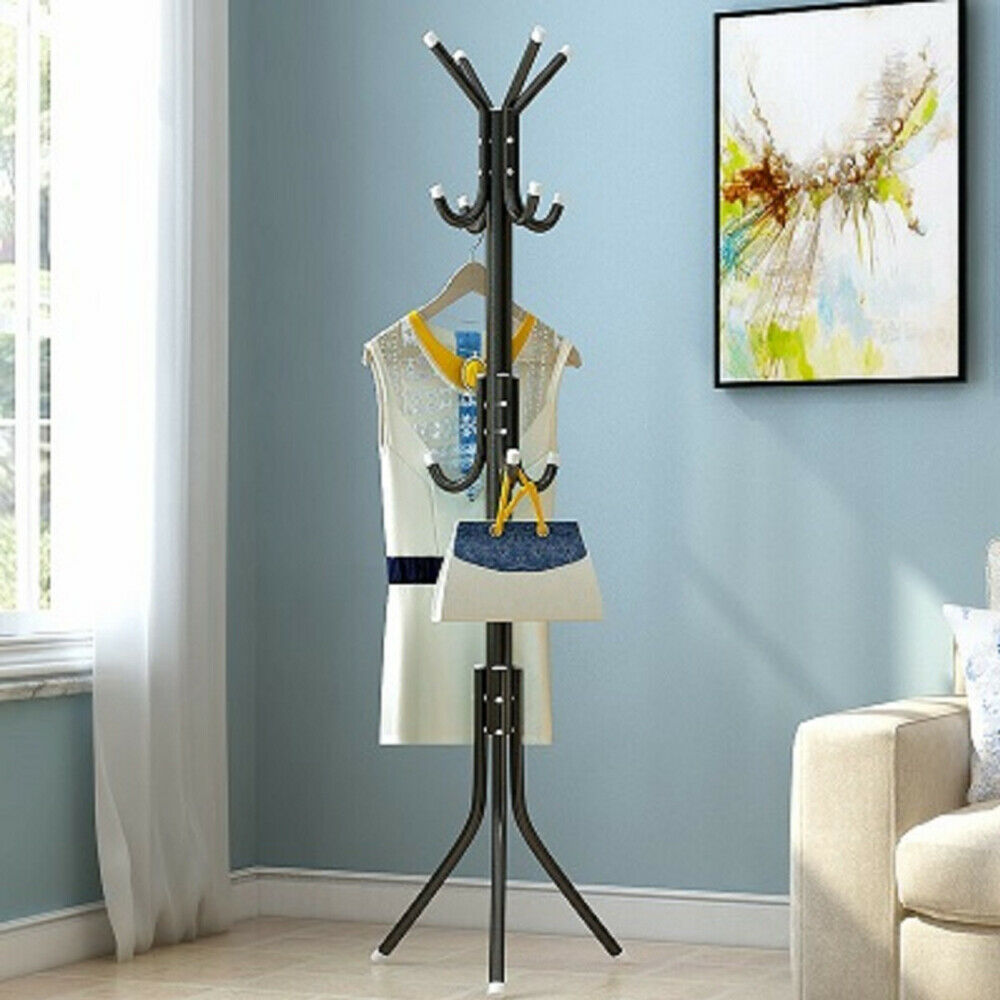 Coat Stand CoatHatJacketUmbrella Floor Standing Rack Clothes Hanger Hooks UK