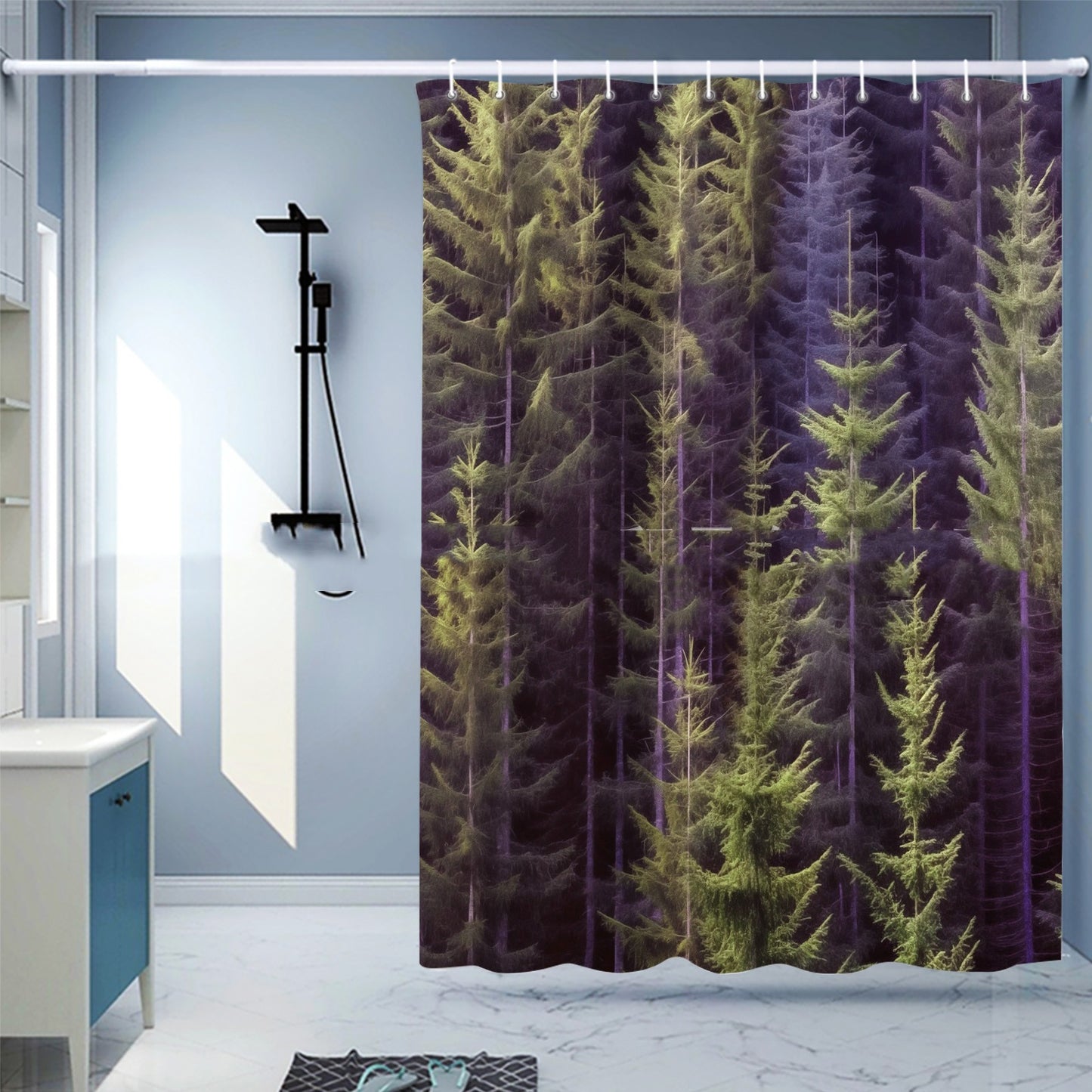 Waterproof Shower Curtain Digital Printing Punch-free