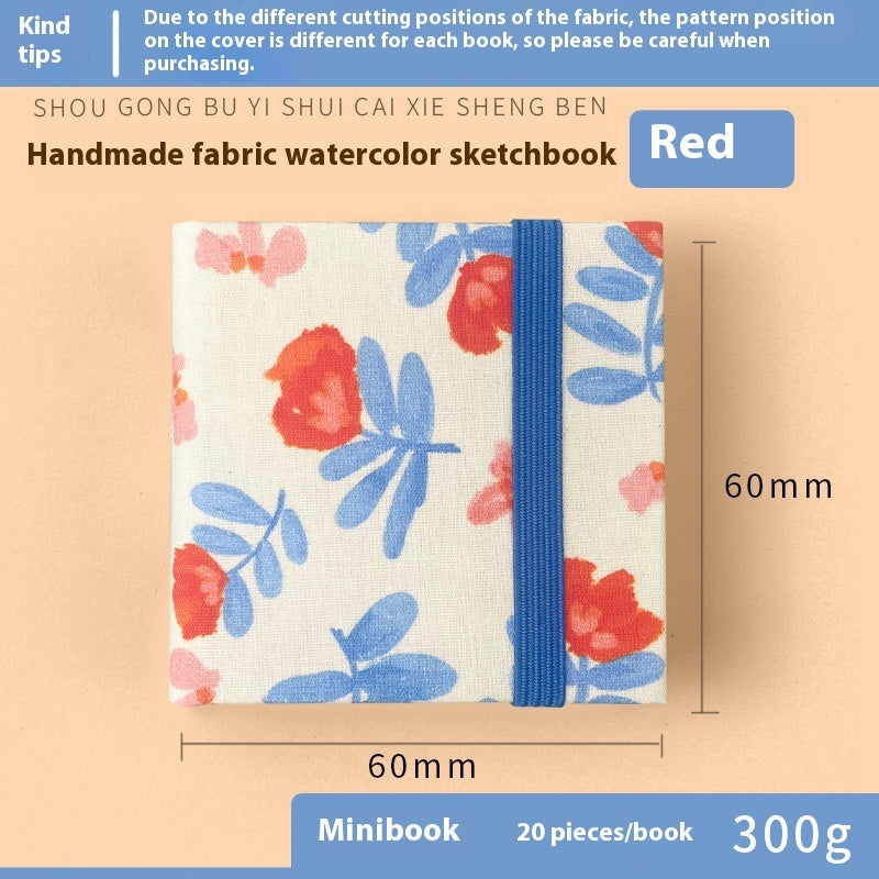 Fabric Watercolor Notebook Art Student Painting Square Portable