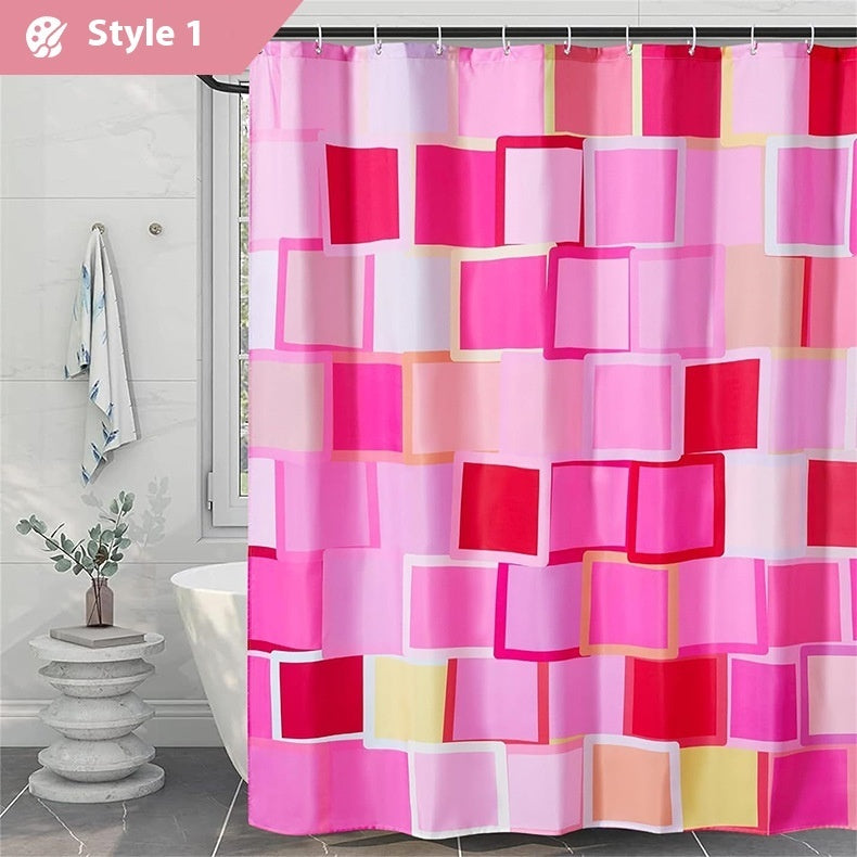 Colorful Plaid Home Bathroom Dry Wet Separation Partition Shower Curtain Waterproof Shower Curtain