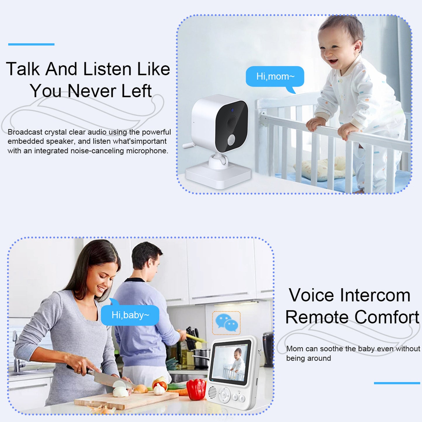 Wireless Voice Intercom With Screen Baby Monitor Sleep Children Monitoring