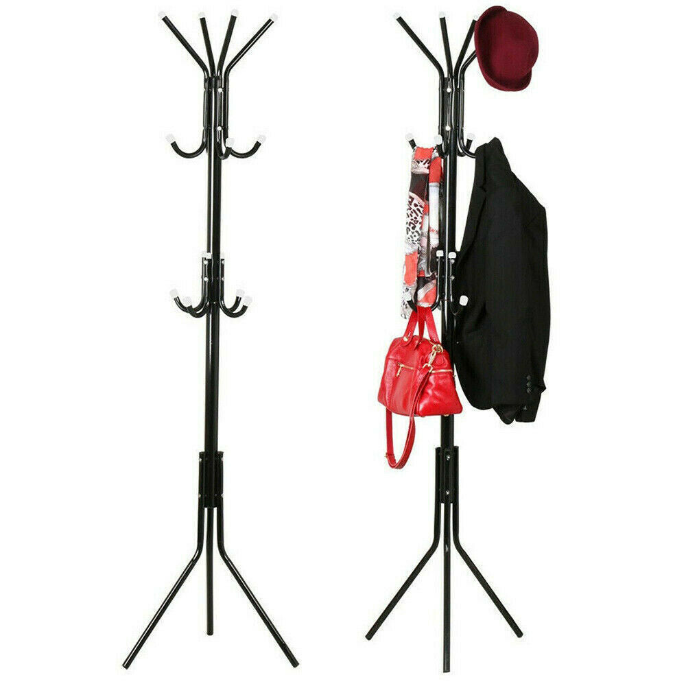 Coat Stand CoatHatJacketUmbrella Floor Standing Rack Clothes Hanger Hooks UK