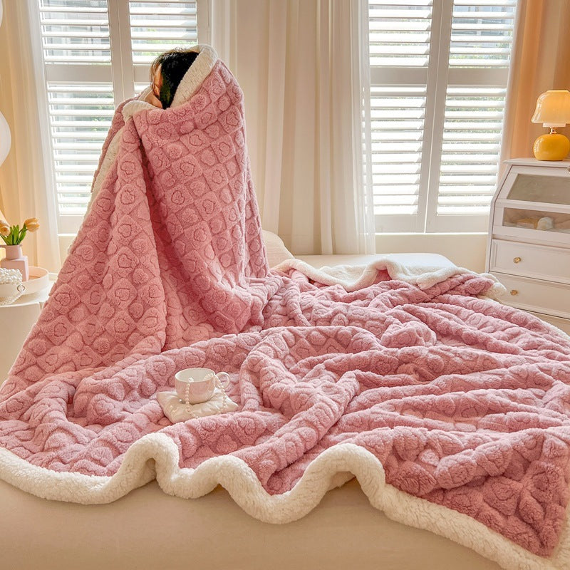 Double Layer Berber Fleece Blanket Thickened Tower Velvet Cover Blanket