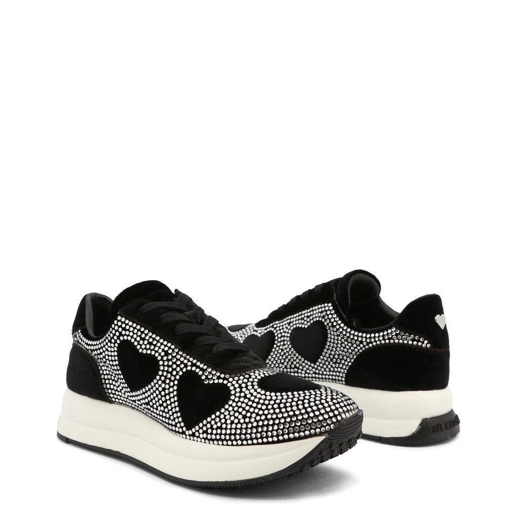 Sneakers mit Strass-Herzen - Schwarz