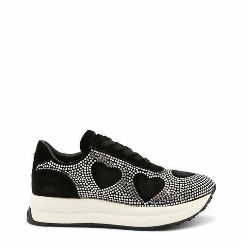 Sneakers mit Strass-Herzen - Schwarz