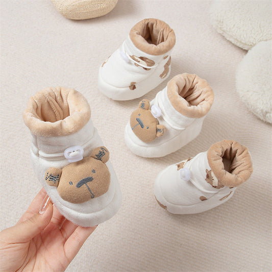 Autumn and Winter Anti-slip Soft Sole Baby Shoes with Fleece-lined